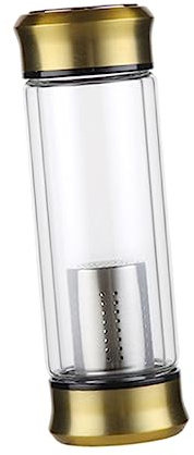 OFFSCH Bouteille d'Eau à Thé Double Paroi 320 Ml Verre Chaleur Infuseur pour Voyage et Bureau sans Transpiration