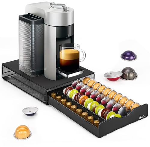 Vinsani Coffee Pod Holder for Vertuo Dolce Gusto K-Cup Nespresso Capsules | Holds 40 Capsules, Durable Metal Coffee Pod Storage Stand, Large Capacity, Space-Saving & Anti-Vibration Design