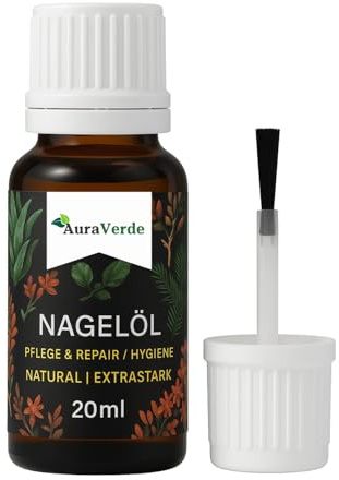 AuraVerde® Nagelolja | Skötsel och reparation | Extra stark | Tea Treeolja & Oregano | NATUR Premium – 20 ml | Tillverkad i Tyskland | Vegansk formel