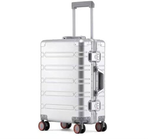 Aluminium Reisekoffer Silver HEUER LINE Hartschalenkoffer Suitcase Trolley Luggage (S)