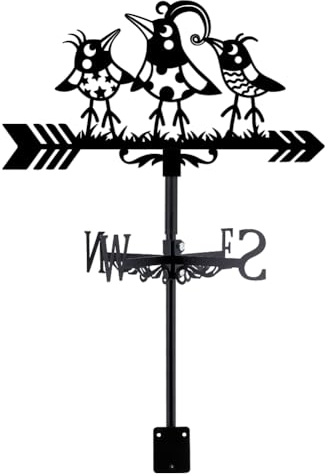 SUPERDANT Wetterhahn Mit Cartoon Vogel Dachvögel Wetterfahne Aus Metall Vogel Auf Gras Wetterhahn für Garten Schuppen Schwarzer Wetterfahnen Für Bauernhaus Hof Bauernhof Schuppen Gartendekor Geschenke