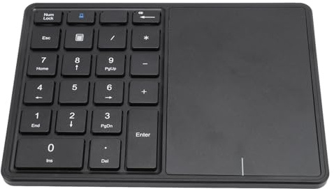 ASHATA Numerische Tastatur, 22 Tasten Dual -Modi 2.4G/Bluetooth 4.2 Number Pad mit Touchpad, 500mAh Financial Accounting -Tastatur, für Laptop, PC, Desktop (Black)