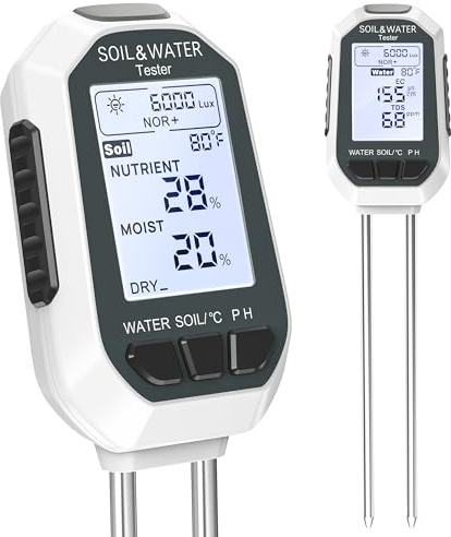 YAMRON ph messgerät Erde, 7-in-1 Digital Plant Wasser&bodenmessgerät with EC/TDS/Fruchtbarkeit/PH Value/Temperatur/Feuchtigkeit/Licht für Gartenarbeit, Farm, Rasen, Landwirtschaft und Outdoor-Pflanzen