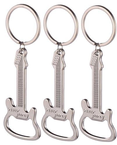 Healifty Lot de 3 Ouvre-bouteilles Créatifs en Métal Argenté, Porte-clés Guitare Multifonctionnel Compact, Léger et Pratique, pour Amateurs de Bière et Usage Quotidien la Maison
