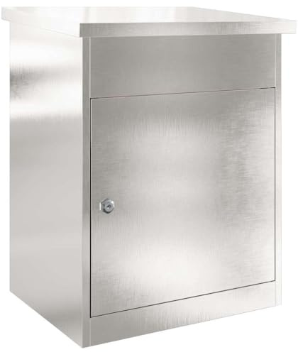 vidaXL Paketbox med lagring Silver 47,5 x 38 x 59 cm Rostfritt stål, Paketlåda, vattentåliga material, säker förvaring, smidig leverans, vädertålig, trädgårdsdekoration