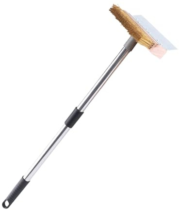 Pizza Oven Brush - Scraper & Heavy Duty Cleaner - Long Handle Tool | Tackle Burnt Grime, Keep Oven | Pizza Maker, Pizza Brush