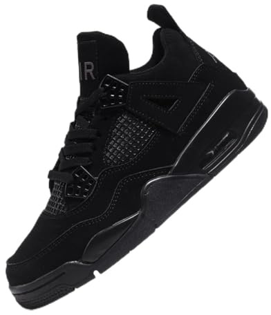 TBJ Air 4 Retro Sportschuhe Herren Damen | Skateboarding & Basketballschuhe | Bequeme Turnschuhe mit Hohem Komfor schwarz EU40