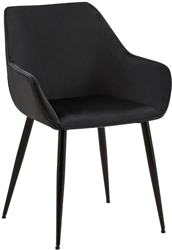 CLP Sedia da Pranzo Imbottita con Schienale Luena, Sedia da Cucina in Velluto o Tessuto, Struttura in Metallo Nero, carico Massimo 150 kg, Colore:Nero, Materiale:Velluto
