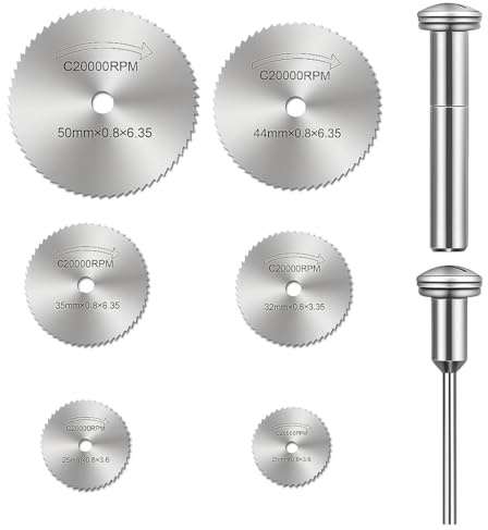 8PCS Rotary Drill Saw Blade Set with Mandrels, High-Speed Steel Circular Cutting Discs for Precision Cutting, Drill Cutter Attachment for Rotary Tools, Fits Wood Plastic Metal