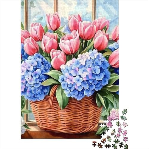 Bouquet Tulipes 1000 PC Carton DIY Floral Vibrant Puzzle, Entraînement Concentration Adolescents, Soulagement Stress & Loisirs Après L'école 52x38cm/1000pcs
