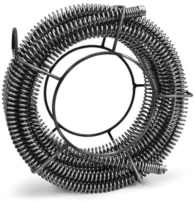 Rörrengöringsspiraler Ø 22 mm x 14 m, set med rörrengöringsaxel, flexibel spiral för rör 30–200 mm, för elektrisk rörrengöringsmaskin, rörrengöringsenhet, rörrensare