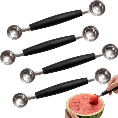 Melon Baller, 4 Piece Fruit Scoop Set, Ideal for Creating Spheres from Melons and Other Fruits, Stainless Steel Construction with 18 cm Length