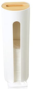Vervevum Dispensador de almohadillas de algodón, soporte para almohadillas de algodón para maquillaje cosmético montado en la pared, contenedor de almacenamiento con tapa, para montaje en pared