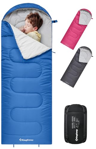 KingCamp Sacco a Pelo Invernale Sacchi a Pelo Campeggio Singola 3 Stagioni Leggero Impermeabile Compatto Portatile Trekking Campeggio Alpinismo Viaggi Escursionismo Adolescenti Bambini 165x70cm SN.