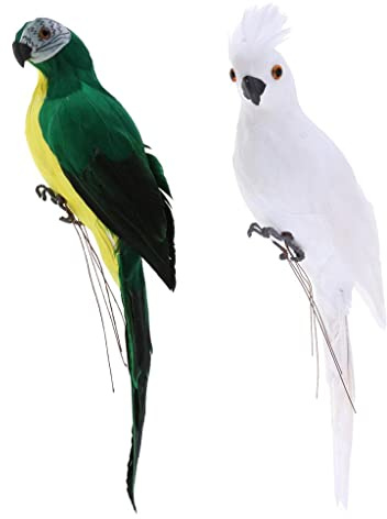 SM SunniMix 2 Deko Ara Vogel Figur Vögelchen aus Künstliche Feder und Dekofigur Dekovögel