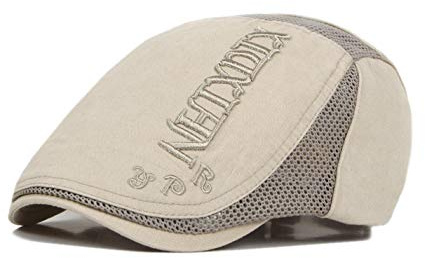 CHENNUO Herren Schiebermütze Sommer Flatcap Baumwolle Stickerei Brief Gatsby Ivy Schirmmütze