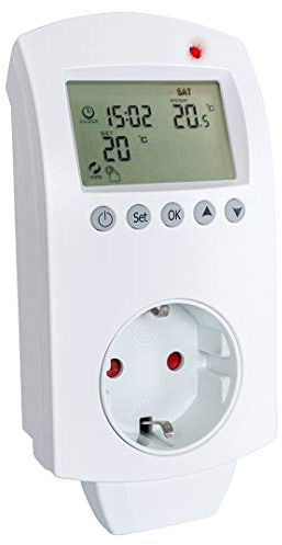 Heidenfeld Digitales Steckdosenthermostat HF-DT100 | Thermoschalter Thermostat - 0-40° C - Für Infrarotheizung - Universell einsetzbar - Frostschutz - 24 Stunden Timer (HF-DT100)