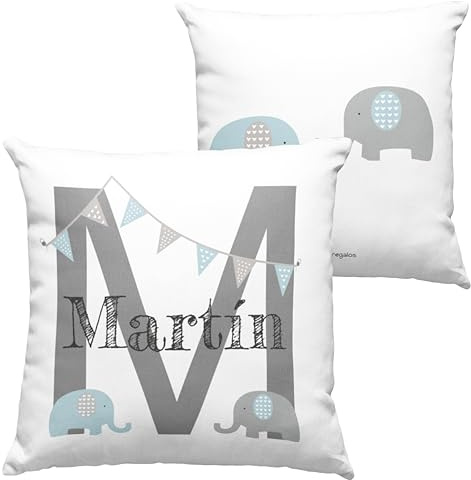 Worfull Regalos Cojín Personalizado con Nombre - Cojín para guardería - Vuelta al Cole - Regalo Original - diseño Inicial Gigante y Nombre.