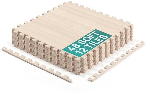 Yes4All EVA Interlocking Mats, Puzzle Floor Tiles, Foam Floor Padding with Border for Furniture, Home Space, Living Room, Garage 4.46 m²