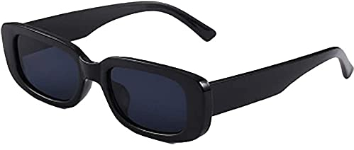 Taomeng Retro-Sonnenbrille mit kleinem Rahmen, für Damen und Herren, trendig, rechteckig, Sonnenbrille, Kreuzrand, All-Match-Sonnenbrille, Schwarz
