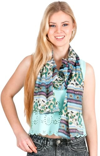 Sunsa Damen Schal, Halstuch Baumwolltuch für Frühlings/Sommer, Stola Tuch mit Blumen Design, Accessoires for Women, Scarf Tücher und Schals als Geschenk für Frauen/Freundin (türkis/lila)