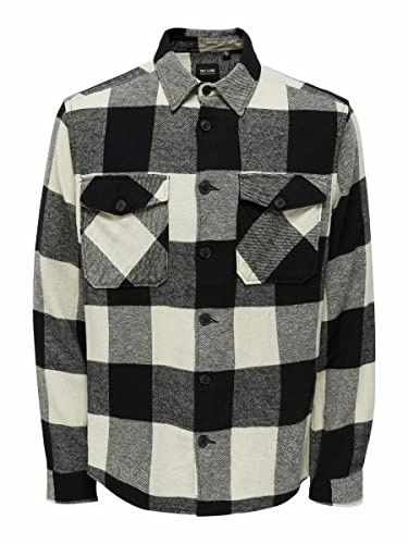 ONLY & SONS flanellskjorta ONSMILO flanellskjorta, svart, XS