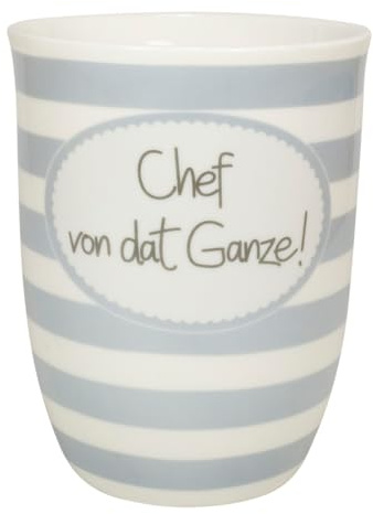 Mea-Living Tasse mit Henkel CHEF VON DAT GANZE! grau, 500ml, Becher mit Spruch, Geschenkidee für Freund oder Papa, Spruchtasse