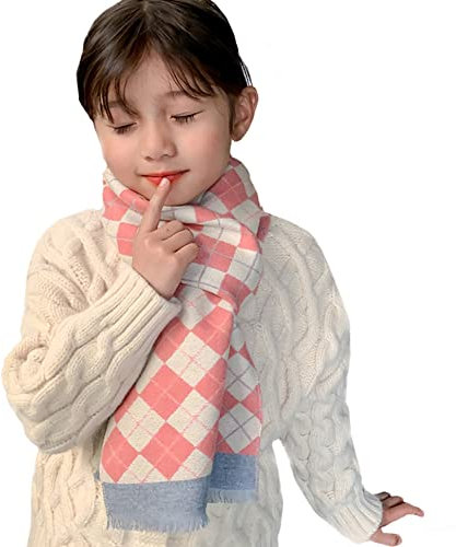 Vobozeany Unisex Kinder Schal Kaschmir Herbst und Winter Warme Halstuch Gitter Schlauchschal Halstücher Weicher Kinderschal Nackenwärmer