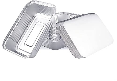 Miamex - Lote de 25 bandejas de aluminio desechables con tapa para transporte de alimentos, congelado, barbacoa, horno (1000 ml)