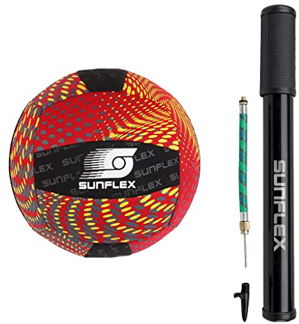 Sunflex Neopren Beach und Funball Splash Größe 3 in rot inklusive Ballpumpe| Volleyball weich und leicht für den Strand und das Wasser