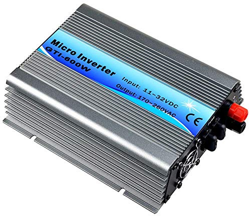 SOGTICPS 600W netzgekoppelter Wechselrichter kann mit DC10.5-28V Eingang AC230V MPPT reiner Sinus-Mikro-Wechselrichter für 12V Solarmodul/24V Batterien gestapelt werden