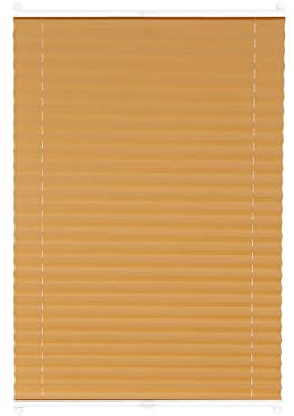 ondeco Plissee auf Maß Thermo für alle Fenster innen, ohne Bohren, Montage Klemmträger bis 27 mm, Sonnenschutz-Rollo lichtschutz komplett Verdunkelung Gold B: 41-50 cm, H: 40-100 cm
