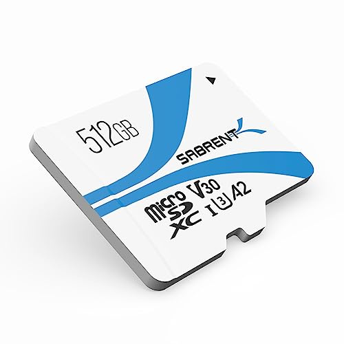 SABRENT Micro SD Karte 512GB V30, SD Karte UHS-I A2, speicherkarte MicroSDXC, Class 10, U3, Full HD & 8K UHD Karte, Biz zu 100MB/s (SD-MQ30-512)