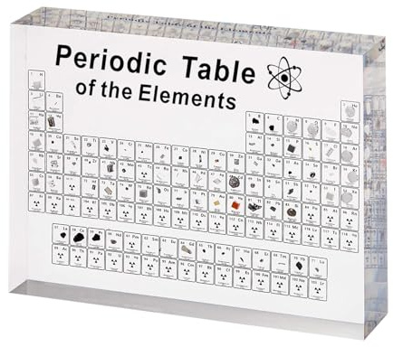 Periodensystem mit Echten Elementen im Inneren, Acryl Periodic Table of 83 Elementen, Proben Periodensystem Display Geschenk für Schüler Lehrer Kinder Studenten Handwerk (16x12x2.7cm Without Base)