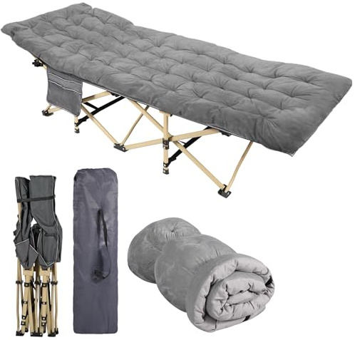REDCAMP Feldbett klappbar mit Matratze, XXL Campingbett, 190x71cm | weiche Auflage, komfortabel, breit, Gästebett für Outdoor Wandern Auto-Camping Angeln Indoor, Erwachsene bis 227 kg