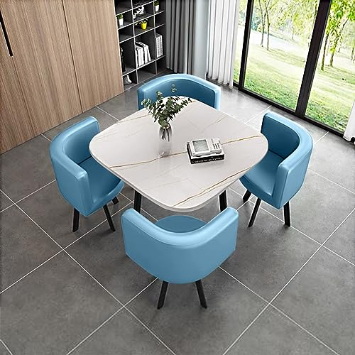 Esstisch Set, Bürotisch und Stuhl-Set, kleiner Konferenztisch, moderner Konferenzraum-Couchtisch mit Stuhl, platzsparender kleiner Besprechungstisch, Verhandlungstisch und Stuhl-Sets ( Color : Lake bl