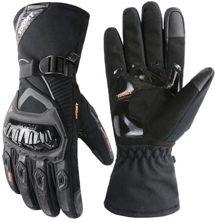 TAGVO Guantes de Motocicleta de Invierno, Cálido a Prueba de Viento Impermeable, Protección Completa de los Dedos, Pantalla Táctil Guantes de Moto, Guantes de Montar para Hombres Mujeres