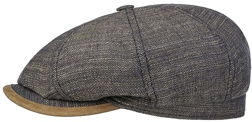 Stetson Hatteras Yelvington Flatcap Klassisch Elegantes Design Made in Germany Herren Frühjahr Sommer braun-blau 57 cm
