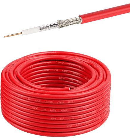 MOOKEERF Cavo coassiale RG58 – 15,2 m a bassa perdita 50 Ohm coassiale per WiFi/router amplificatore di segnale di estensione (rosso)