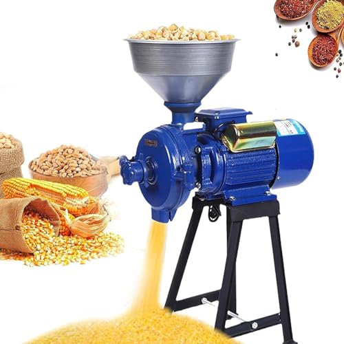LSBHPPD Macinino Elettrico Commerciale Macinino per Cereali Secchi Macinino/Smerigliatrice Miscelatore Elettrico Multifunzionale per Mangime per Grano E caffè con Imbuto,Blue
