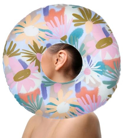 Yudobliss Coussinet de Perçage avec Trou, Oreiller Beignet, Anneau de Sommeil, Rembourrage Réglable, Coussin avec Trou pour Oreilles, pour Soulager la Douleur dans Les Oreilles, Couleur des Fleurs