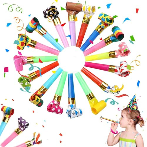 40Pcs Colourful Party Blowers For Kids, Colourful Loot Filler Noise Toy, Party Whistles, Party Blowers, Party Supplies For Birthday Party, Wedding, Christmas, Anniversary, Graduation