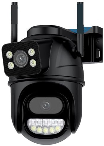 Telecamere per la sicurezza domestica, Telecamera di sorveglianza 4K 8MP Dual Lens Zoom digitale 4X AI Rilevamento umano Telecamere IP PTZ di sicurezza esterna wireless per uso interno, esterno, giard