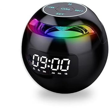 aiworth Radiosveglia digitale con altoparlante Bluetooth – altoparlante wireless Hi-Fi Stereo Bluetooth 5.0 con indicatore LED – Doppia sveglia intelligente con luce notturna RGB