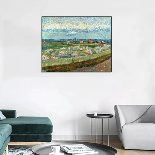 GOSRD Vincent van Gogh „Blühende Pfirsichbäume“, Leinwandbild, Ölgemälde-Reproduktionen, Kunstwerk, Poster für die Heimdekoration, 80 x 100 cm, rahmenlos