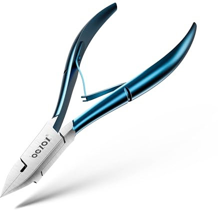 BEZOX Cortaúñas de hoja recta para personas mayores, uñas gruesas – Cortaúñas de punta ancha abierta para uñas encarnadas, tijeras de aseo de precisión para uñas saludables (azul)