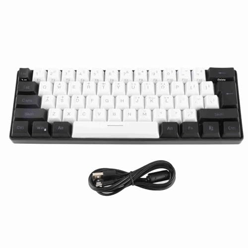 Joyzan Tastiera da Gioco Meccanica, Retroilluminata a LED Compatta 61 Tasti Mini Tastiera da Ufficio Cablata Software Luce Controllata RGB PC Ergonomica Silenziosa per Lavoro Aziendale