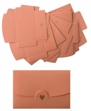 CZAKOMIX 40PCS Mini Briefumschläge, Perlglanzpapier Umschlag mit Herz Verschluss, Geschenkkarte Umschlag, für Diy GeschenkKarten Weihnachten Valentinstag Geburtstagsfeier Geschenk Card(Rosa) | Perlglanzpapier,Einsteckverschluss,Muss Zusammengebaut Werden,14,4 x 15,7 cm, für Einladungen & Grußkarten (Rosa)