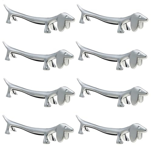 Generisch 8 soportes para palillos, bonito soporte para palillos de perros para cubiertos, palillos de acero inoxidable, resistente a las caídas, juego de cubiertos, accesorios de restaurante (plata)