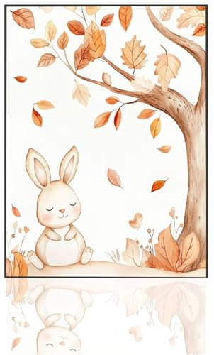 Kaninchen Malen Nach Zahlen, Karikatur Malen Nach Zahlen Kinder, DIY Paint by Numbers Erwachsene Handgemalt öLgemäLde Leinwand für Heim Wohnzimmer Wand Deko, Geschenke Frauen, Ohne Rahmen 60x80cm 5D-U